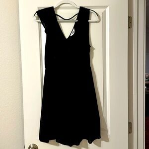 Black mini ruffle front dress. Size L
